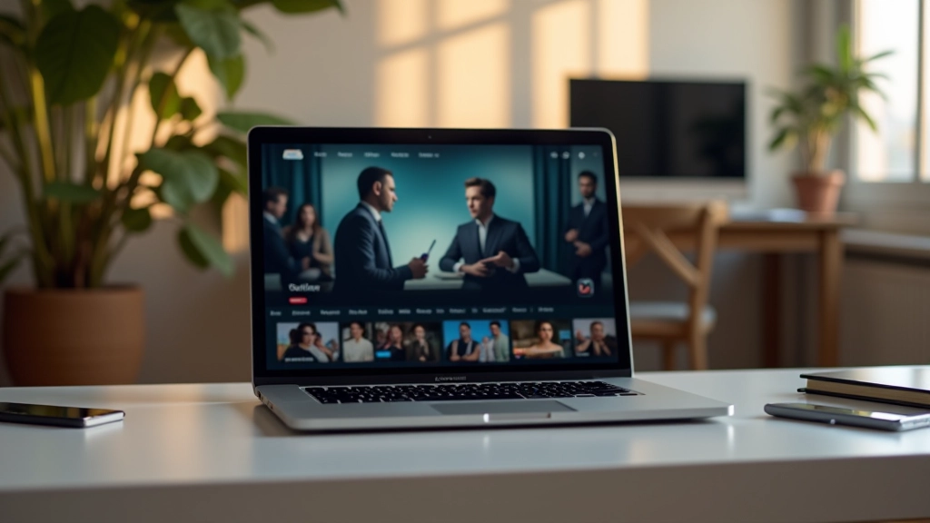 Computador portátil mostrando Prime Video com várias opções de filmes e séries