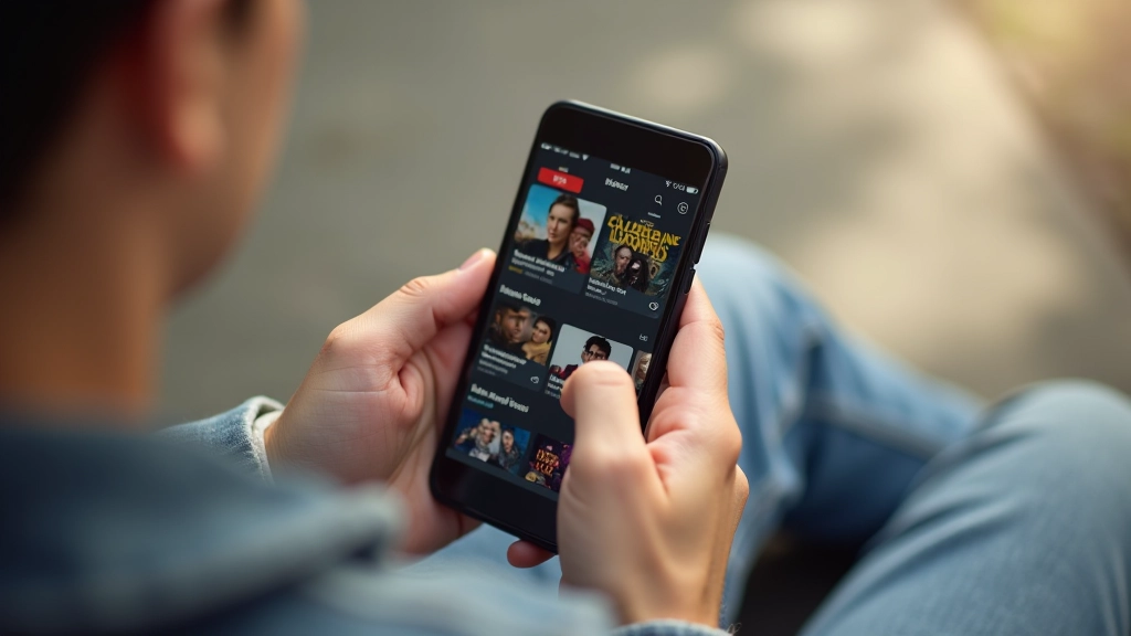 Smartphone exibindo RTP Play com programas de televisão portuguesa e conteúdo nacional
