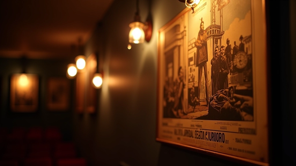 Cartaz de filme clássico português pendurado na parede de cinema